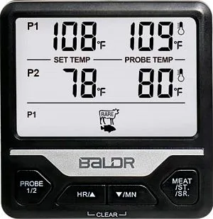 Термометр кулинарный BALDR B0373T2 с двумя щупами, черный, изображение 1