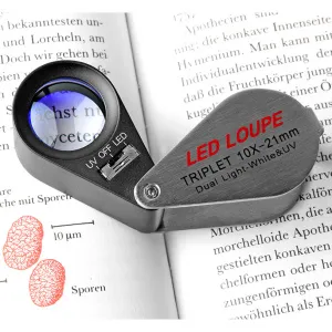 Лупа складная Veber 10х, 21 мм, с подсветкой (7802), изображение 3